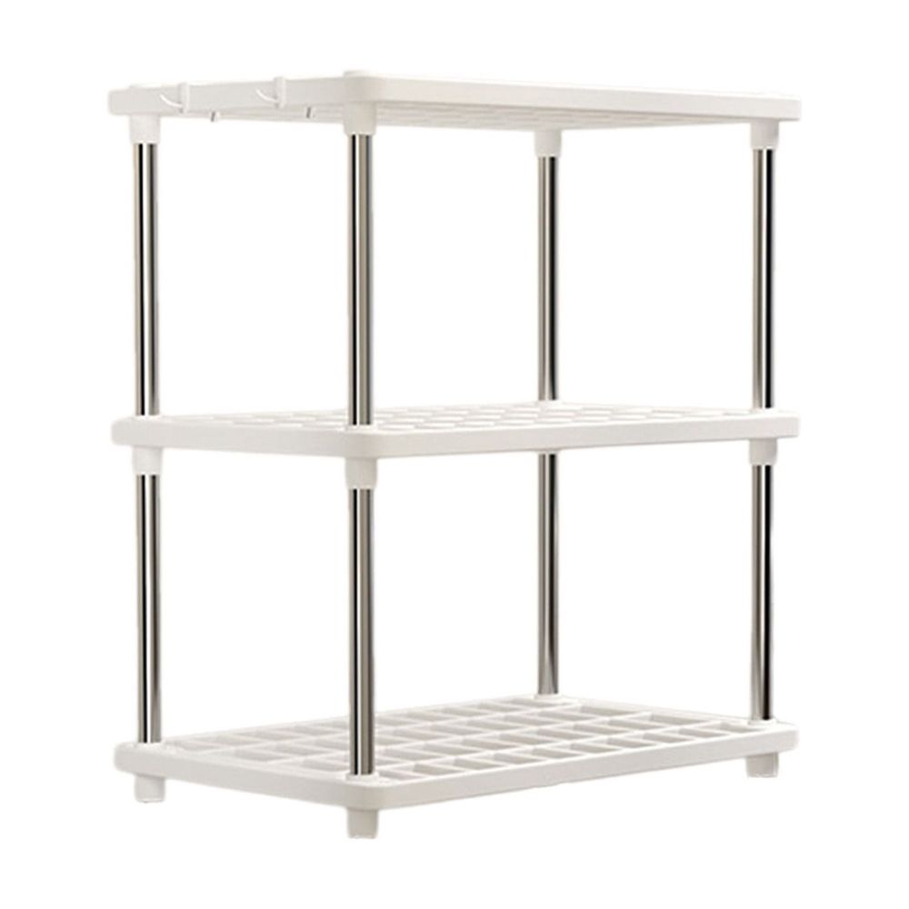 3 Tier Storage Shelves Independent Shelving Unit - Floor Storage Rack Connectable Shelf for Pantry Kitchen Closs Bath Laundry Room Organization - Plastic Modular Shelf 21.6x16.5x8.6 Inch