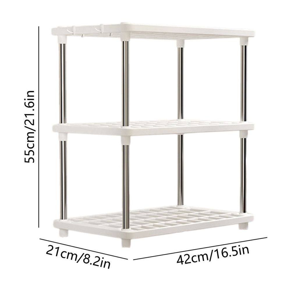 3 Tier Storage Shelves Independent Shelving Unit - Floor Storage Rack Connectable Shelf for Pantry Kitchen Closs Bath Laundry Room Organization - Plastic Modular Shelf 21.6x16.5x8.6 Inch