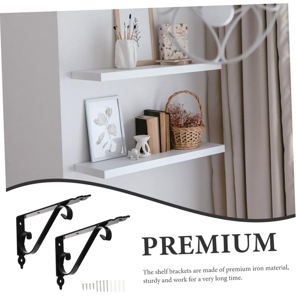 Decorative Floating Shelf Bracket, Heavy Duty Wall Mounted Floating Shelf, Metal L Shape Black Support for Bookshelf Home Kitchen Warehouse Farm DIY Open Shelving, 1 Pcs, 5.51x3.74