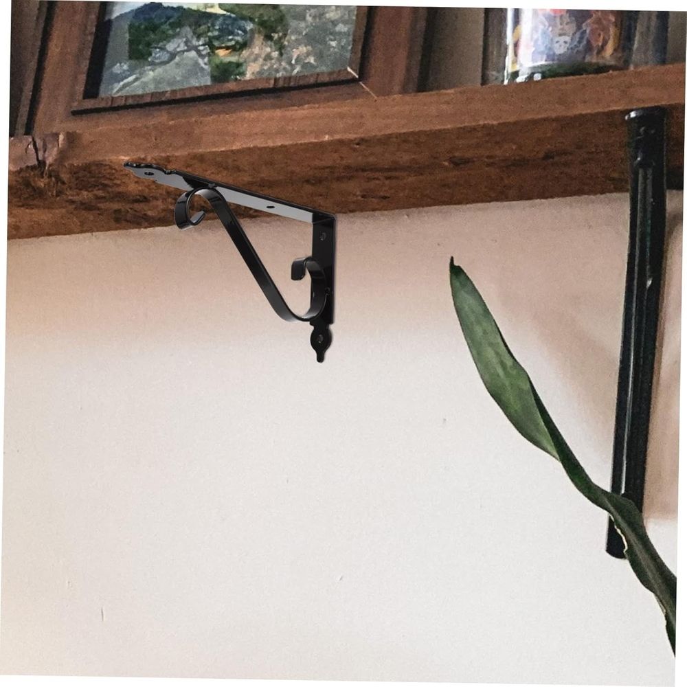 Decorative Floating Shelf Bracket, Heavy Duty Wall Mounted Floating Shelf, Metal L Shape Black Support for Bookshelf Home Kitchen Warehouse Farm DIY Open Shelving, 1 Pcs, 5.51x3.74