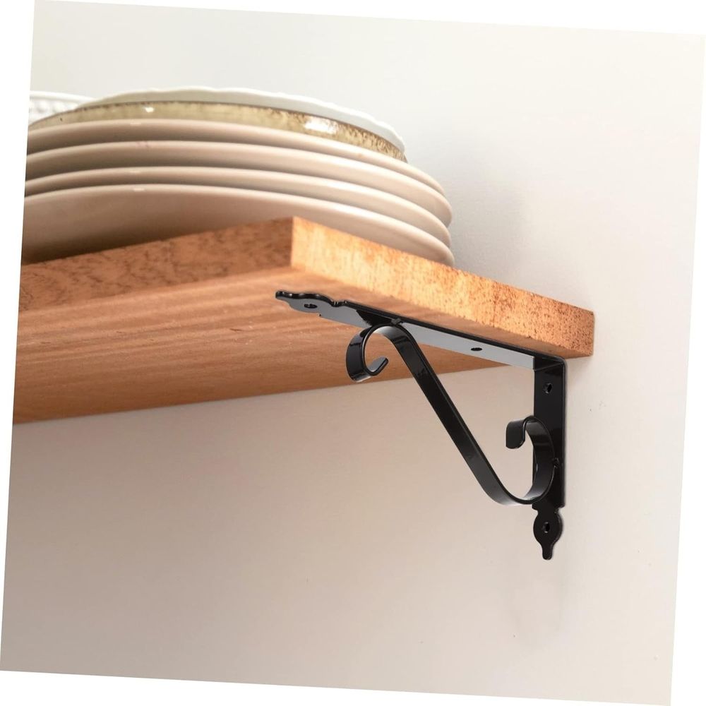 Decorative Floating Shelf Bracket, Heavy Duty Wall Mounted Floating Shelf, Metal L Shape Black Support for Bookshelf Home Kitchen Warehouse Farm DIY Open Shelving, 1 Pcs, 5.51x3.74