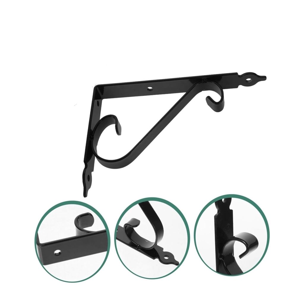 Decorative Floating Shelf Bracket, Heavy Duty Wall Mounted Floating Shelf, Metal L Shape Black Support for Bookshelf Home Kitchen Warehouse Farm DIY Open Shelving, 1 Pcs, 5.51x3.74
