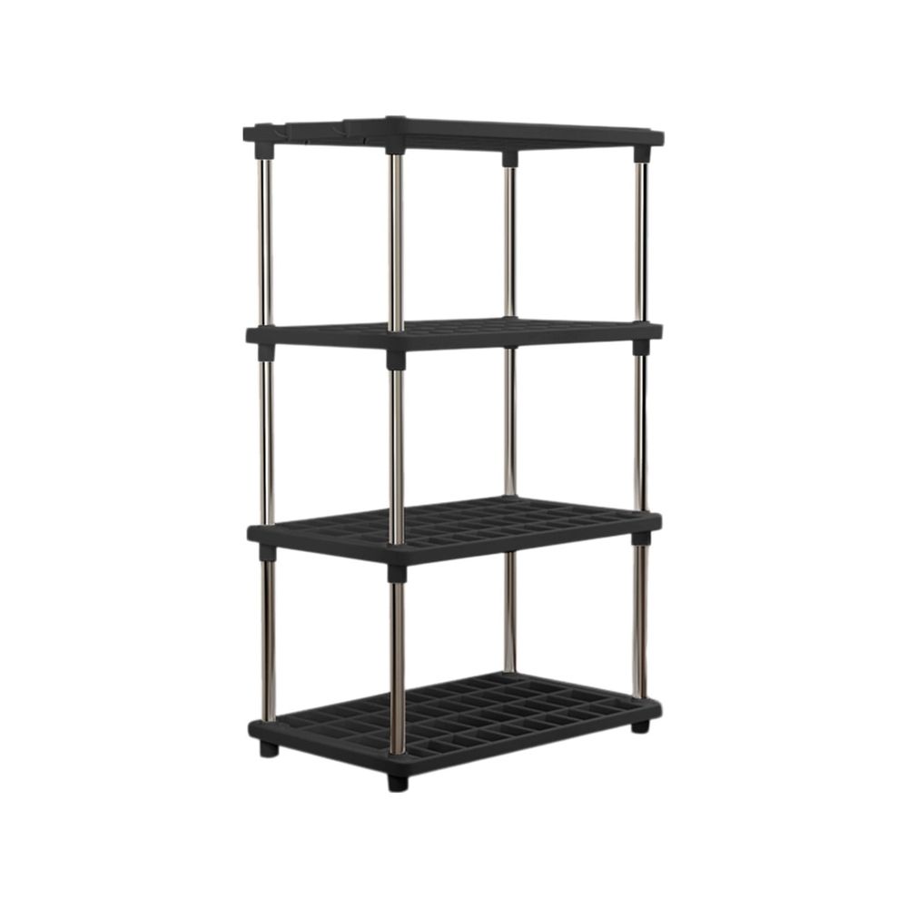 4-Tier Storage Shelves, Heavy Duty Plastic Shelving Unit for Pantry Kitchen Bathroom Laundry, Space Saving Connectable Rack, Easy Assembly & Waterproof, 31.4 H x 16.5 W x 8.6 D, 1.79 lb