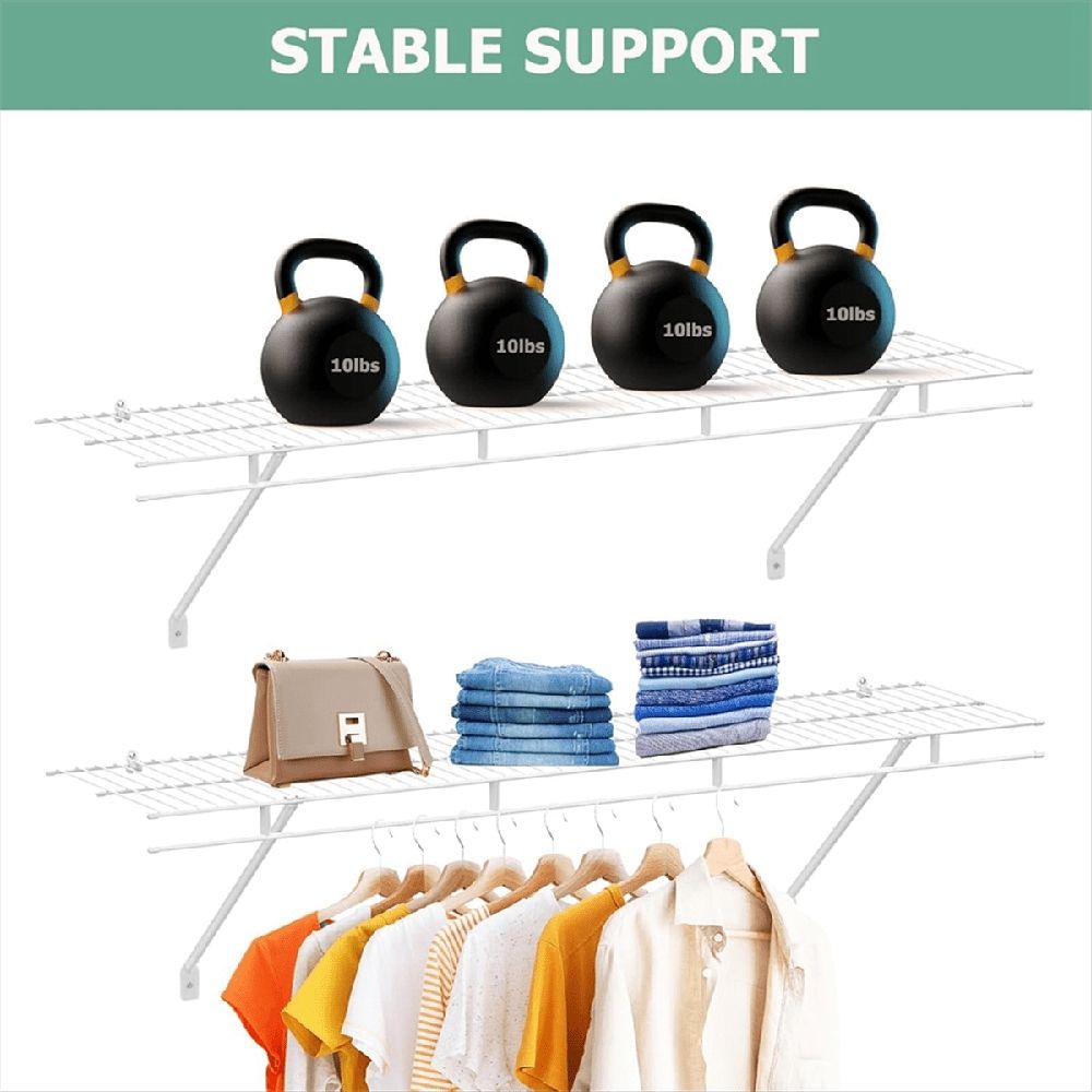 6 Pcs Wire Shelf Brackets, Support Brackets for 12-Inch Deep Wire Shelving, Closet Shelving Accessories