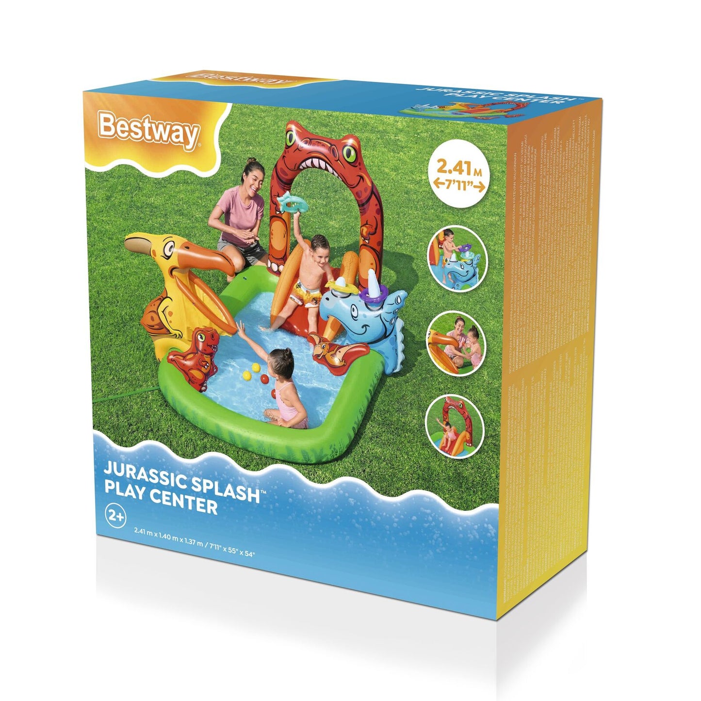 190L Jurassic Splash Water Play Centre, Bright Dinosaur Theme with Slide