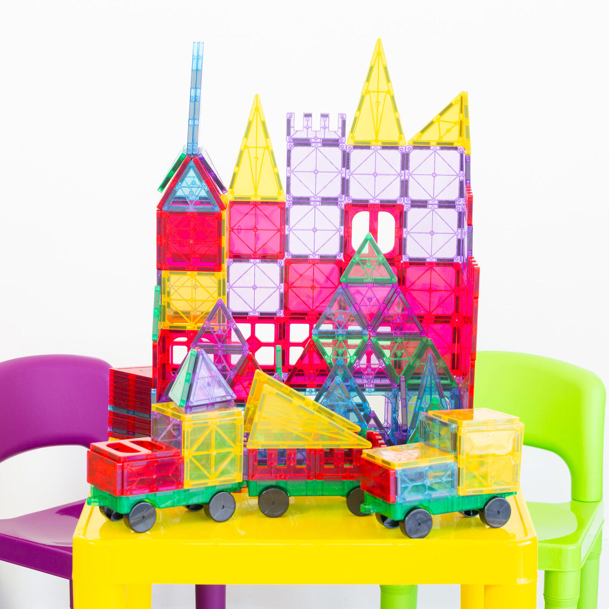 200 Pcs non-toxic STEM Educational, Durable Magnetic Tiles/Puzzle with Storage Bag