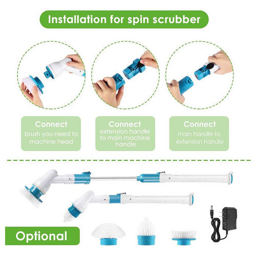 10PCS Rechargeable Spin Scrubber Electric Turbo Scrub Cleaning Brush Cordless Kit