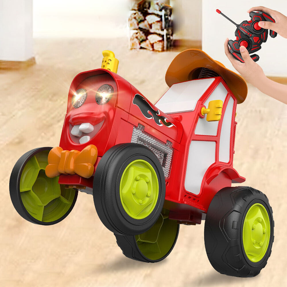 Red 360 Rotating Crazy Jumping Car with Light Music Remote Control RC Stunt Car AU