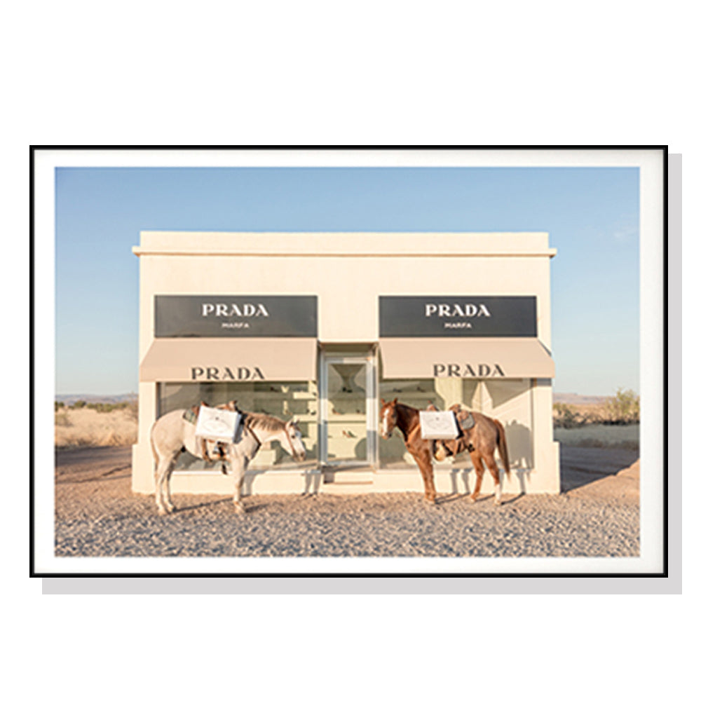 Wall Art 70cmx100cm Horses Fashion Black Frame Canvas