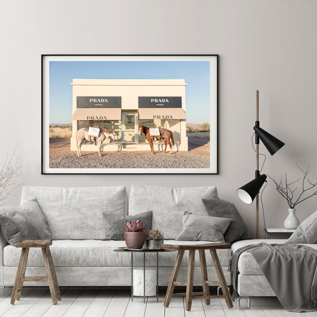 Wall Art 70cmx100cm Horses Fashion Black Frame Canvas