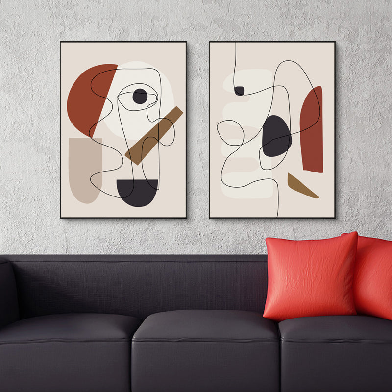 Wall Art 70cmx100cm Abstract Line Art By Picasso 3 Sets Black Frame Canvas