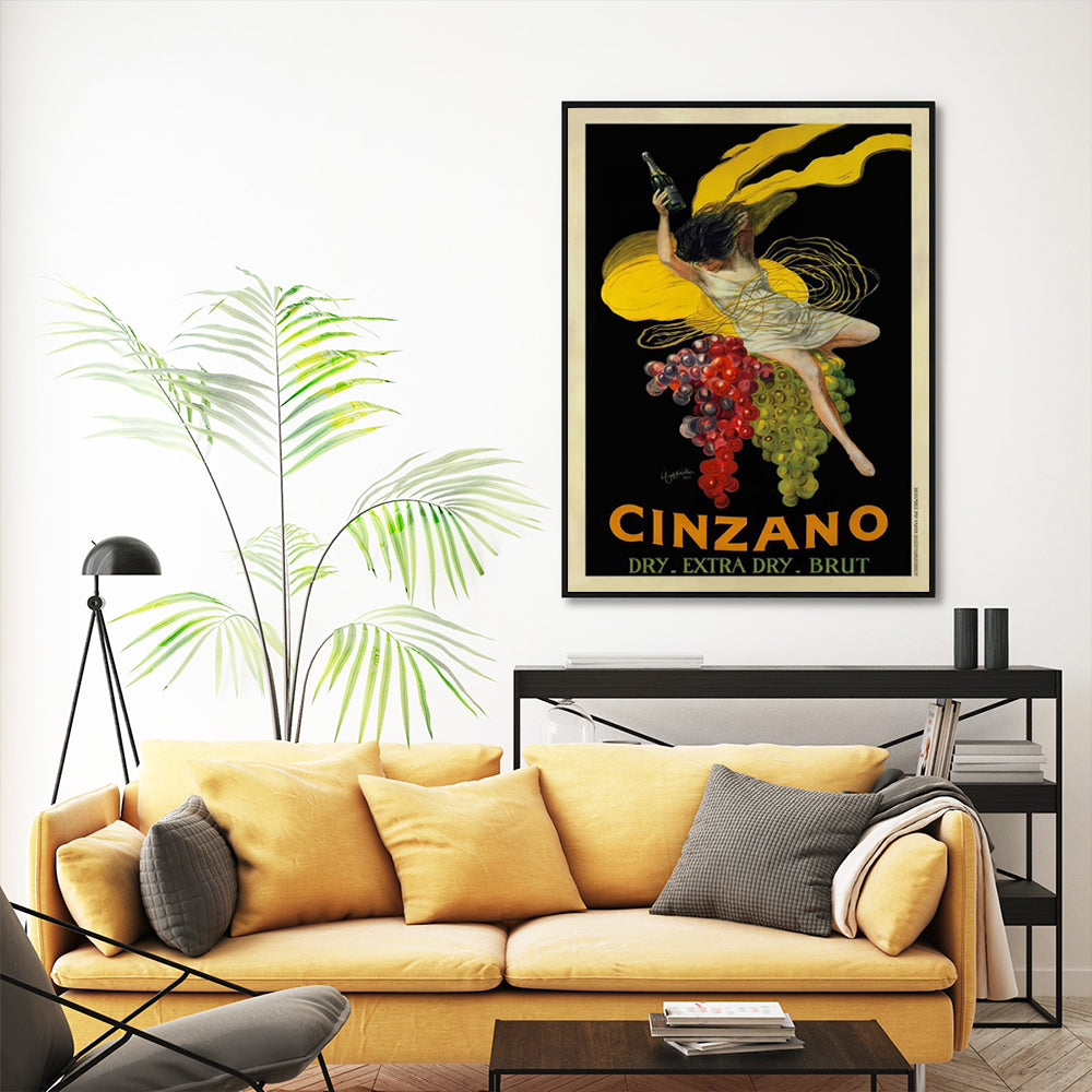 Wall Art 90cmx135cm Cinzano Black Frame Canvas