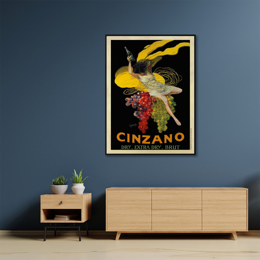 Wall Art 60cmx90cm Cinzano Black Frame Canvas