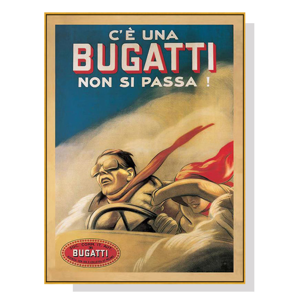 Wall Art 70cmx100cm Bugatti Gold Frame Canvas