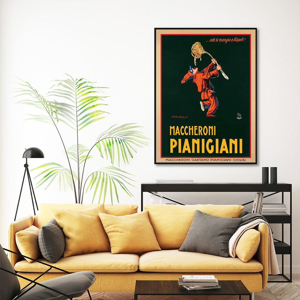 Wall Art 100cmx150cm Maccheroni Pianiciani Black Frame Canvas