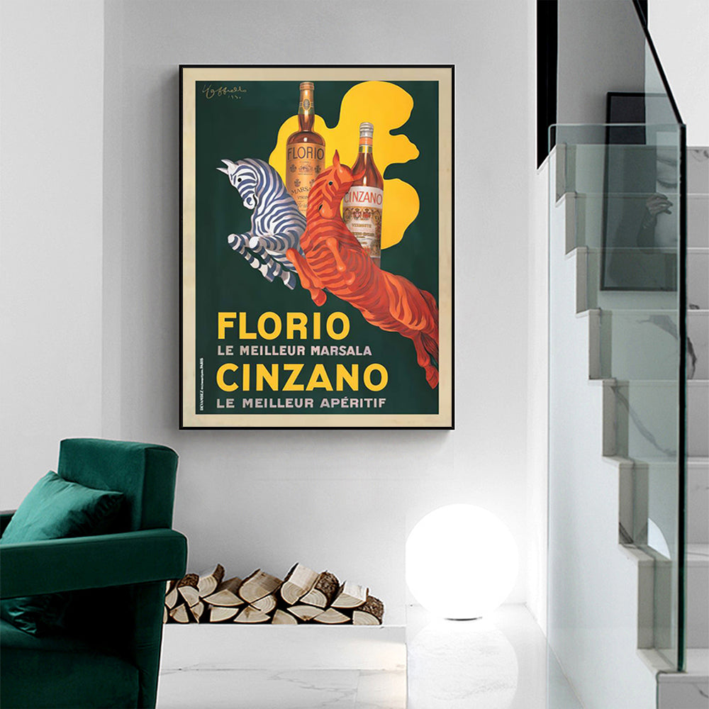 Wall Art 80cmx120cm Florio Cinzano Black Frame Canvas