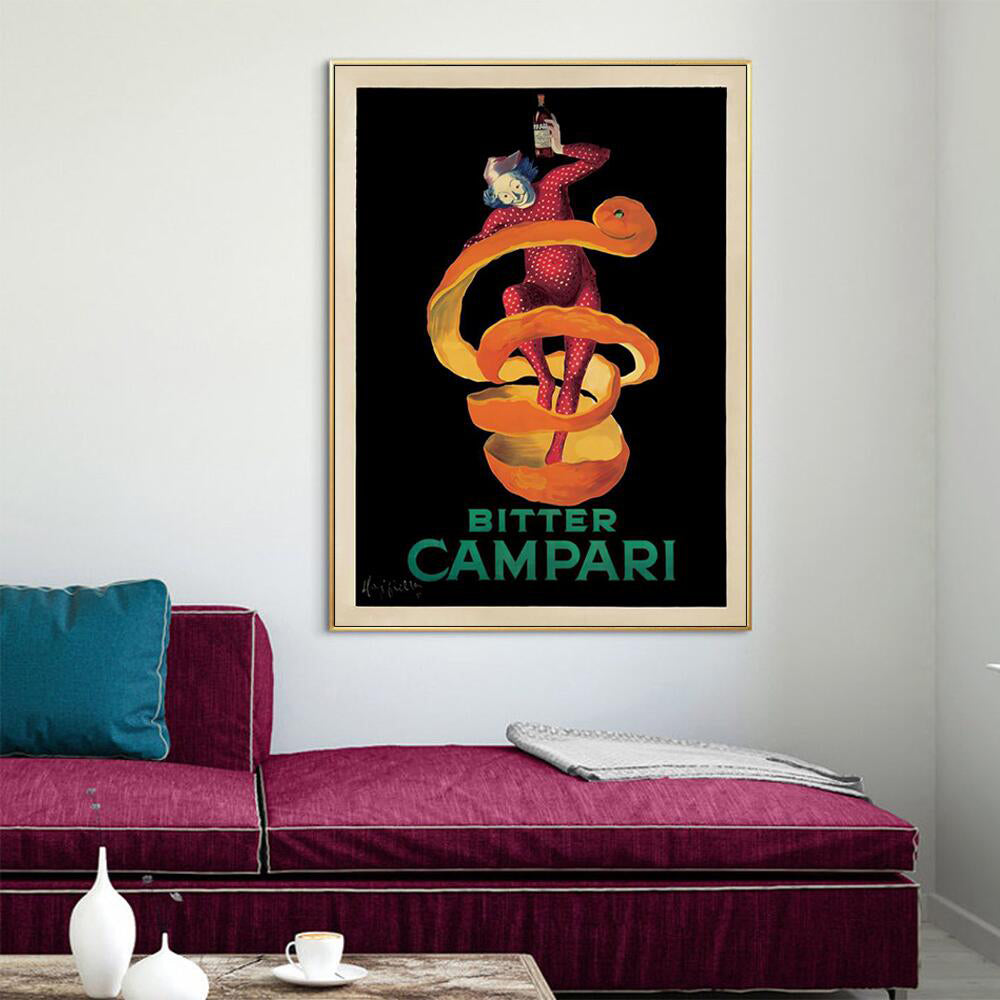 Wall Art 50cmx70cm Bitter Campari Gold Frame Canvas