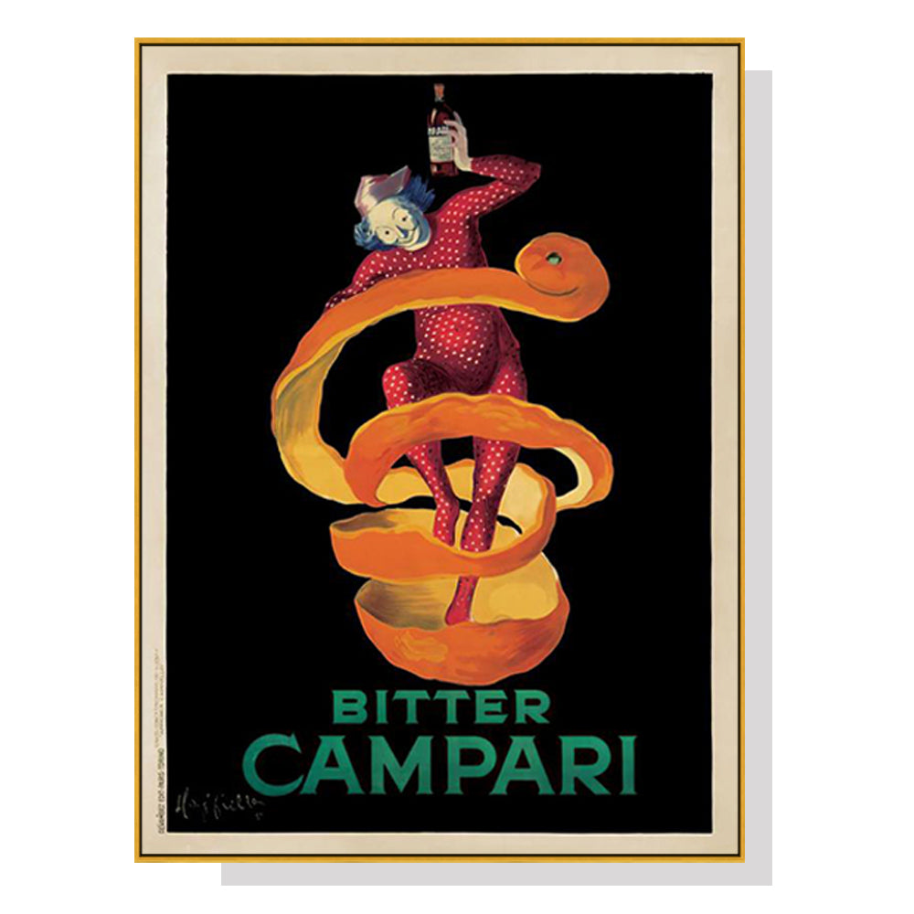 Wall Art 40cmx60cm Bitter Campari Gold Frame Canvas