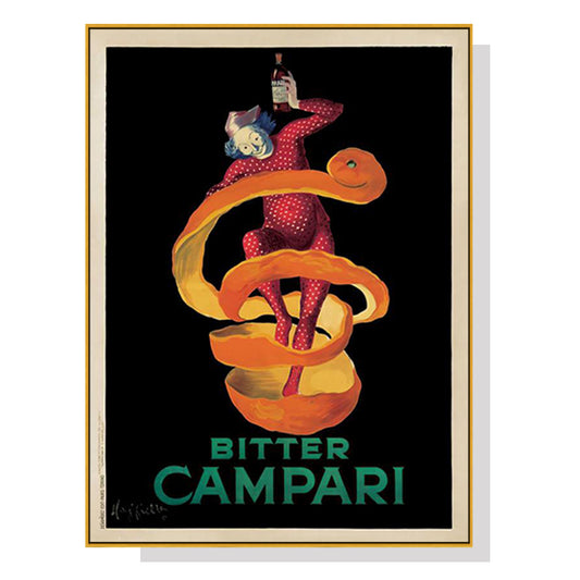 Wall Art 70cmx100cm Bitter Campari Gold Frame Canvas