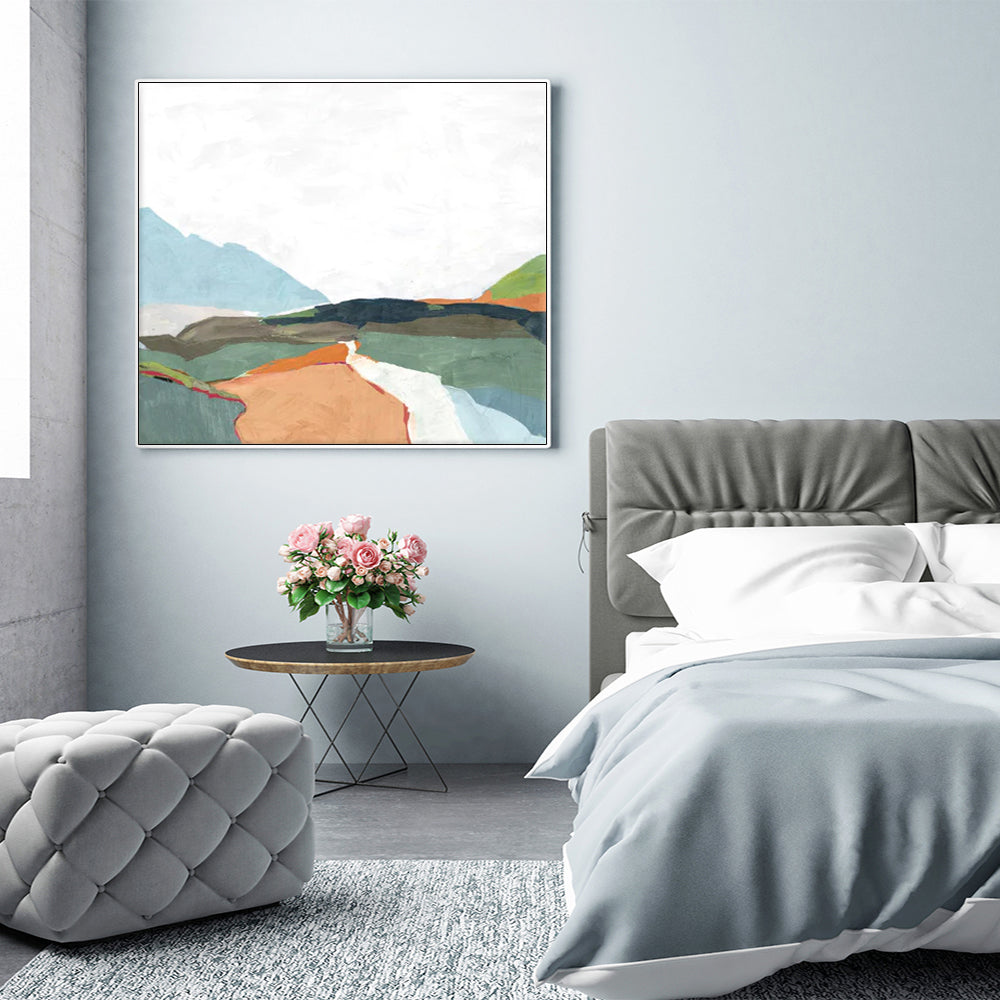 Wall Art 60cmx60cm April Morning White Frame Canvas