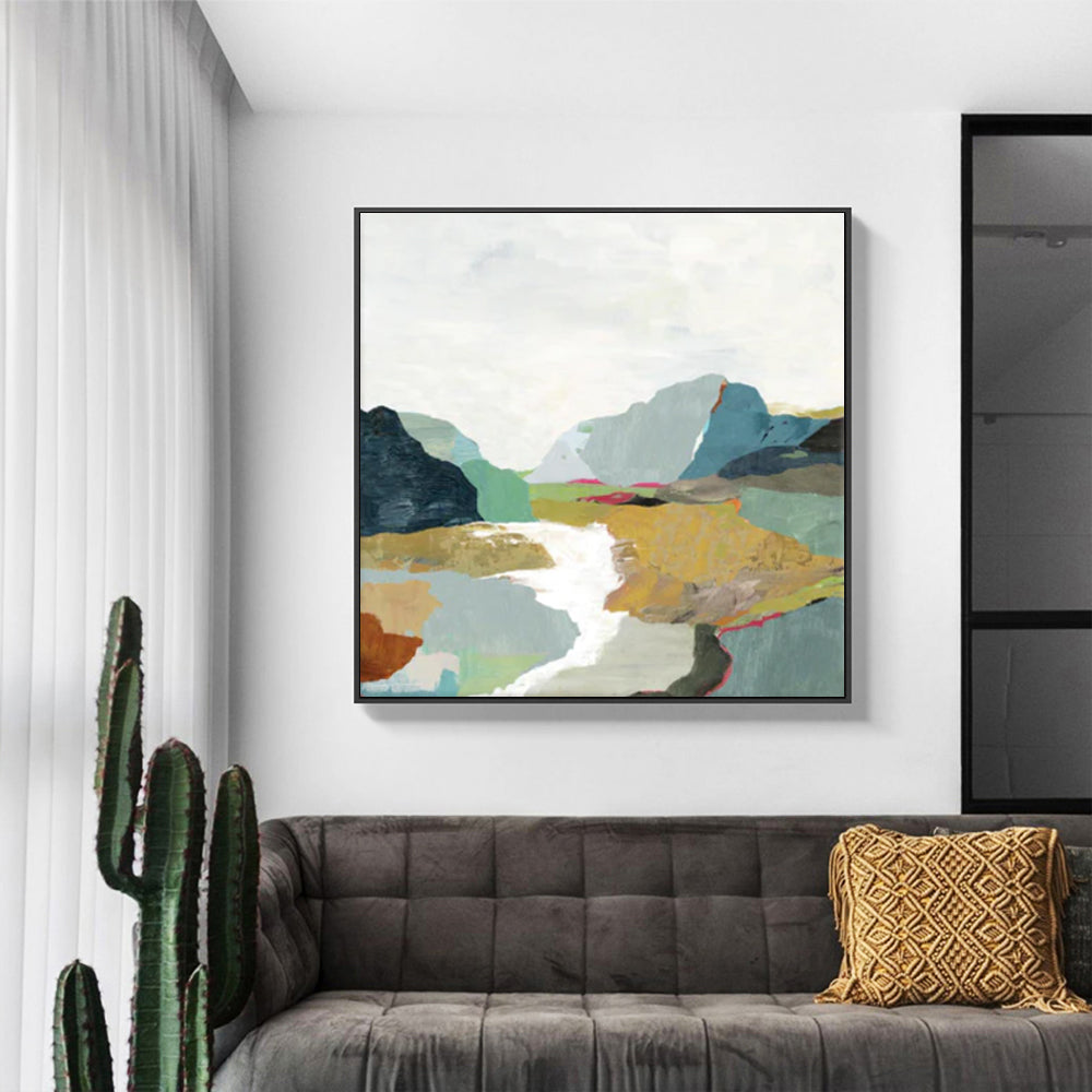 Wall Art 70cmx70cm September Afternoon Black Frame Canvas