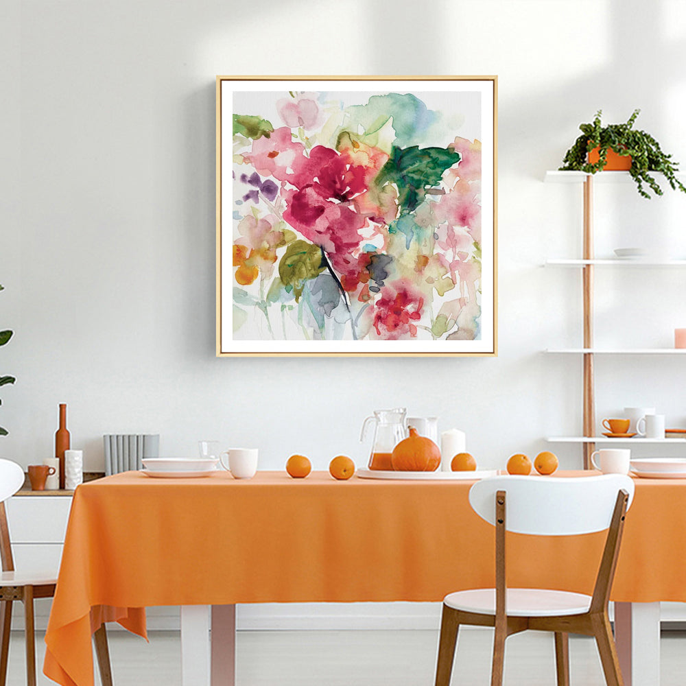 Wall Art 60cmx60cm Floral Brunch Gold Frame Canvas