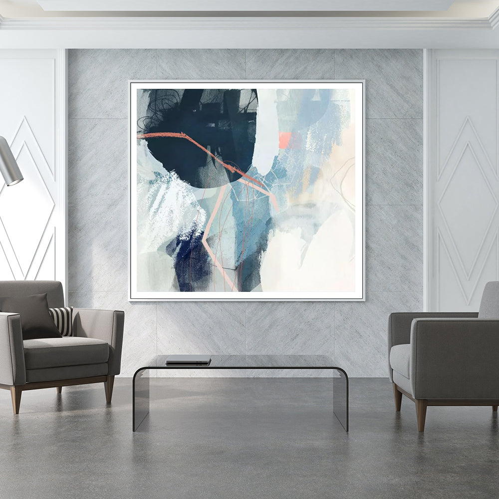 Wall Art 70cmx70cm Luz II White Frame Canvas