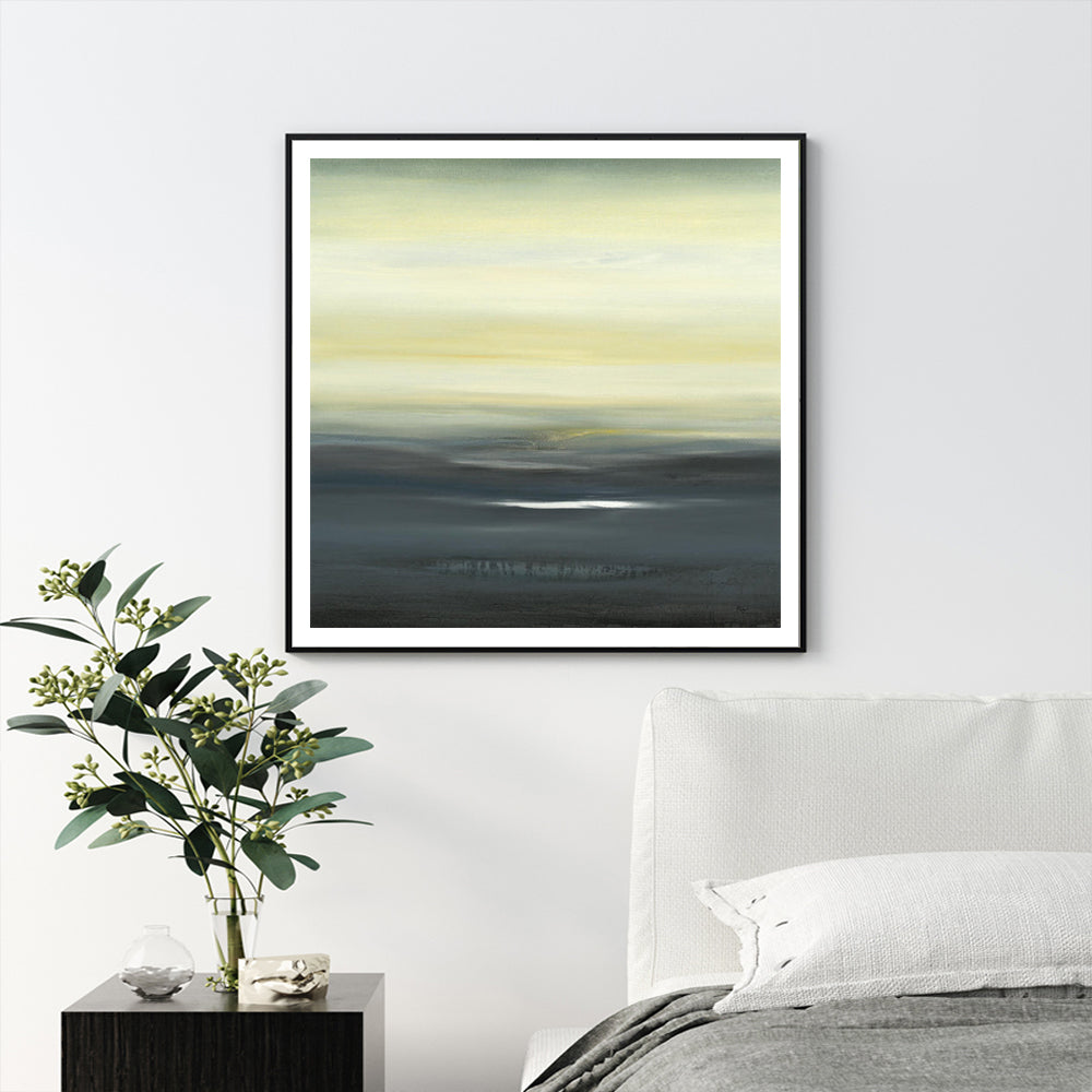 Wall Art 80cmx80cm Land of Serenity Black Frame Canvas