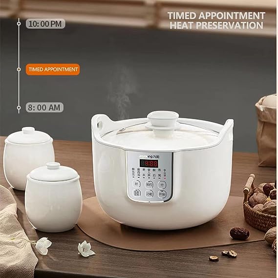 Joyoung White Porclain Slow Cooker 1.8L with 3 Ceramic Inner Containers