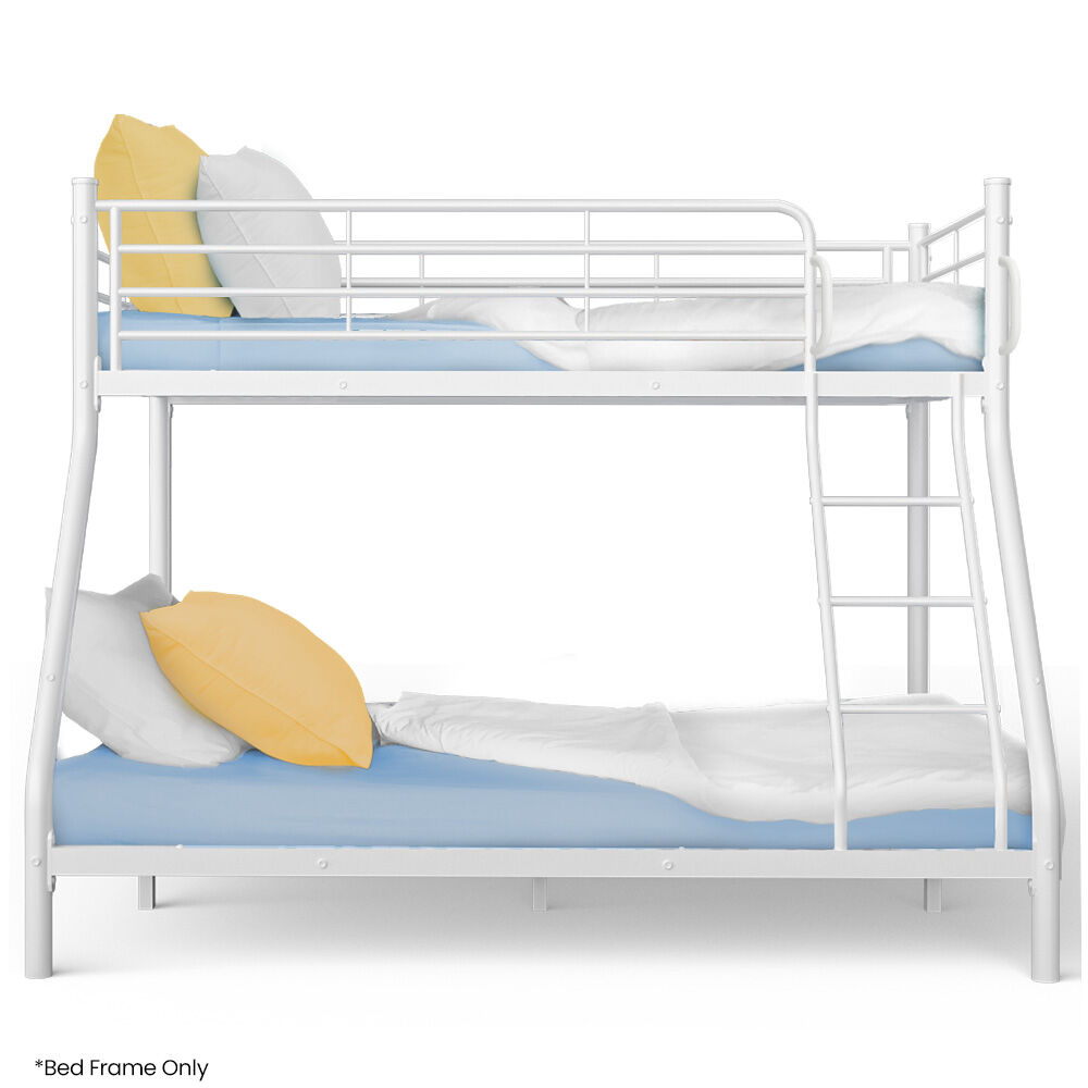 KINGSTON SLUMBER Single over Double Metal Bunk Bed Frame, Matte White