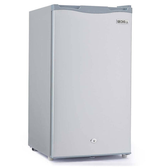 GECKO 95L Portable Upright Fridge and Freezer, 12V/24V for Camping, Caravans, Silver