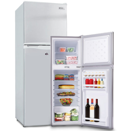 GECKO 142L Upright Portable Fridge / Freezer, 12V/24V for Motorhome and Caravan, Silver