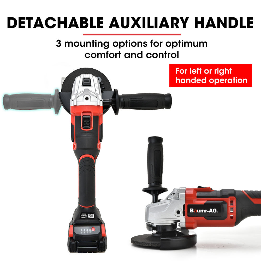 Baumr-AG 20V Cordless Angle Grinder 125mm 2Ah Lithium Battery Power Charger