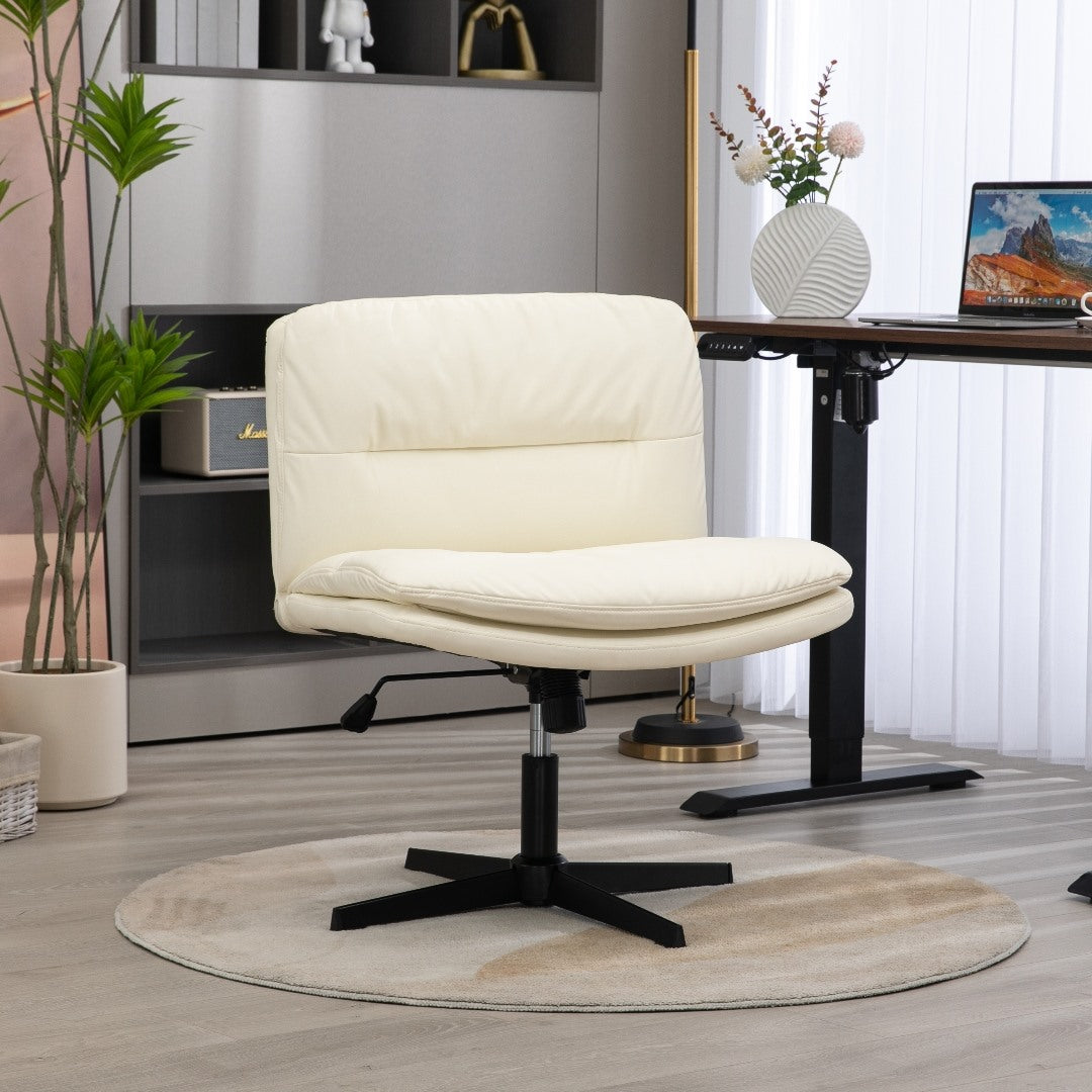 Vegan Leather Home Office Chair -Beige