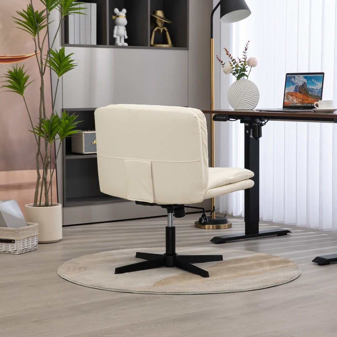 Vegan Leather Home Office Chair -Beige