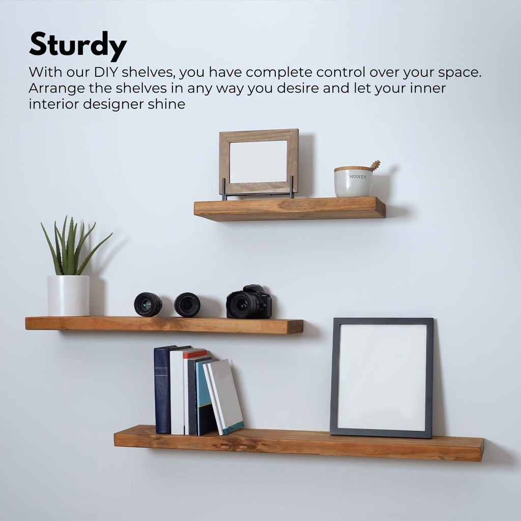 Ekkio Floating Shelf Set of 3 Black - Brown