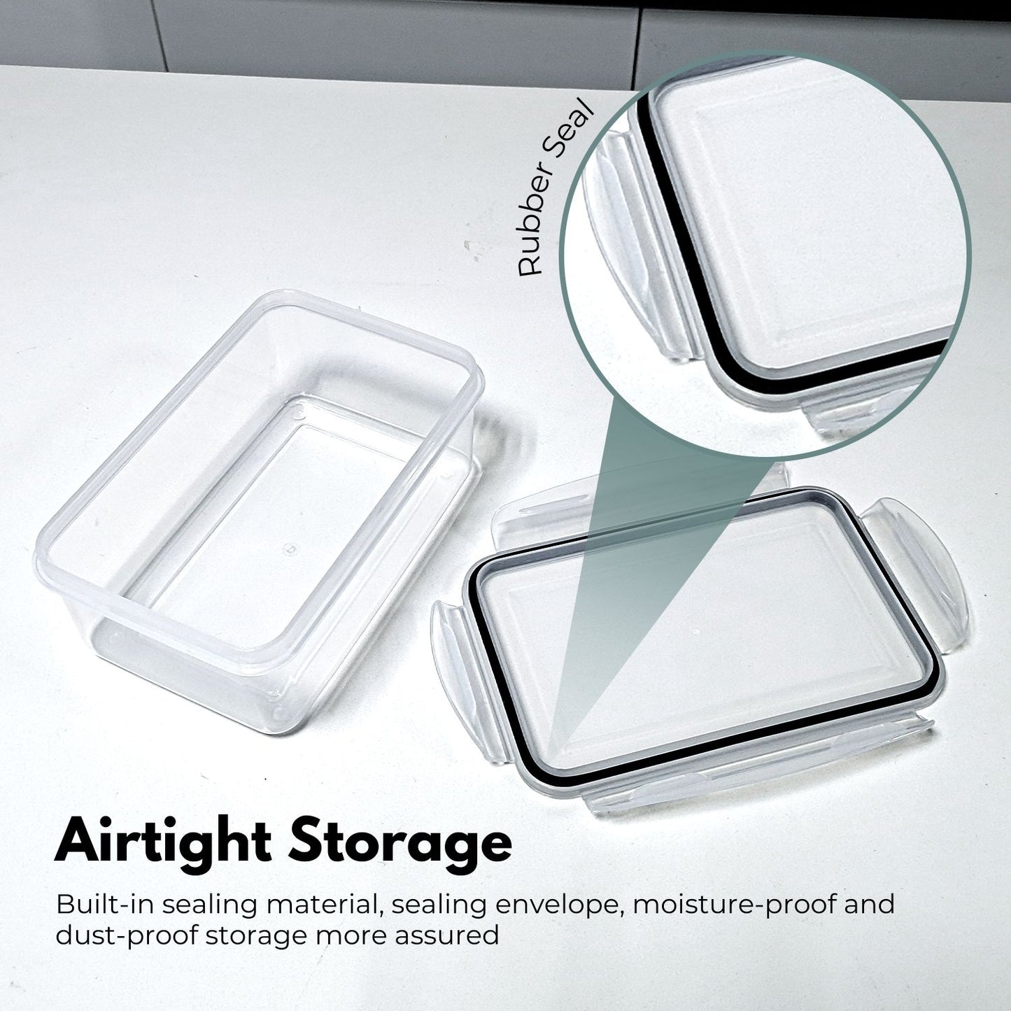 GOMINIMO 10 Pack Rectangular Airtight Food Storage Container Set (Transparent and Black) GO-STO-104-ZG