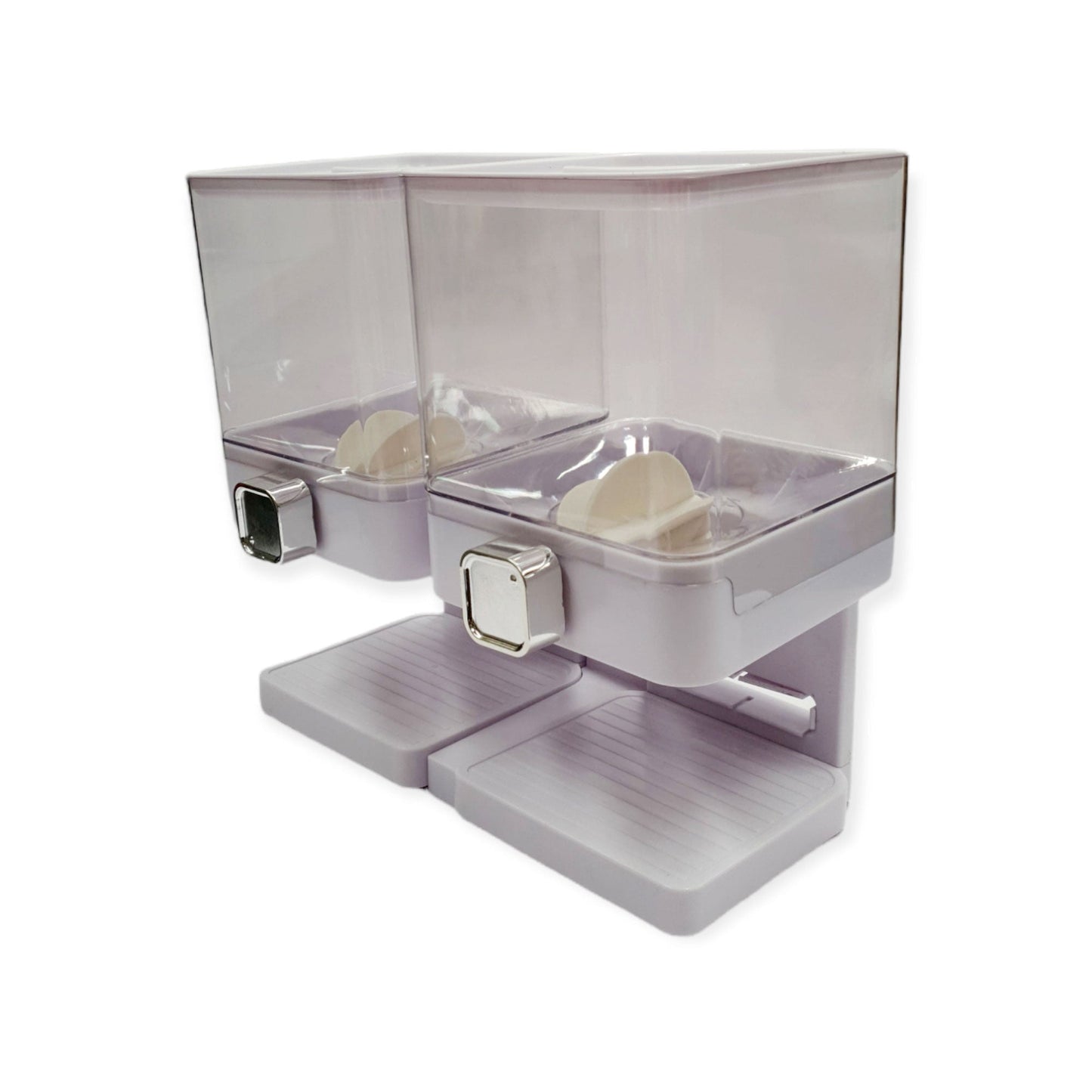 2 x 3.7L Double Cereal Dispenser White - Square Rice Grains Countertop Storage