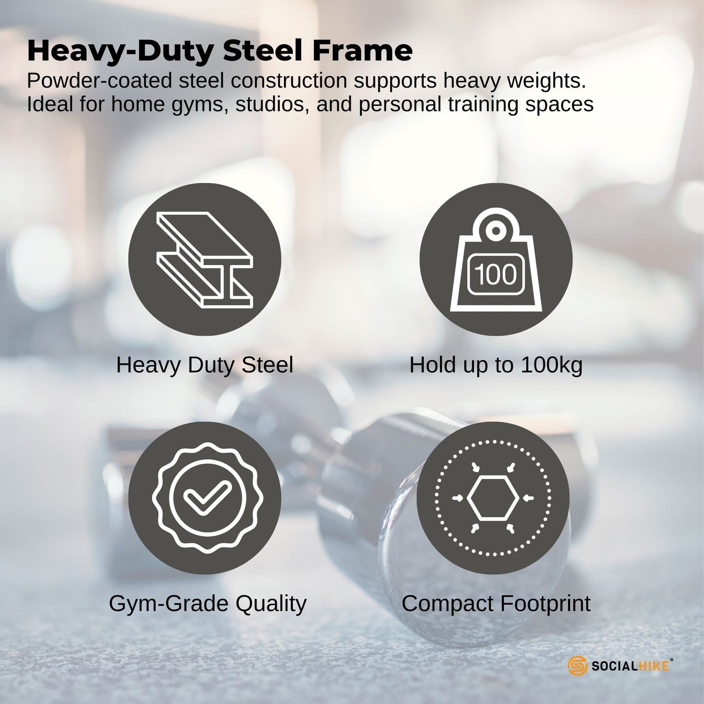 Social Hike Gym Equipment Storage Rack on Wheels - Dumbbells Weights Organiser