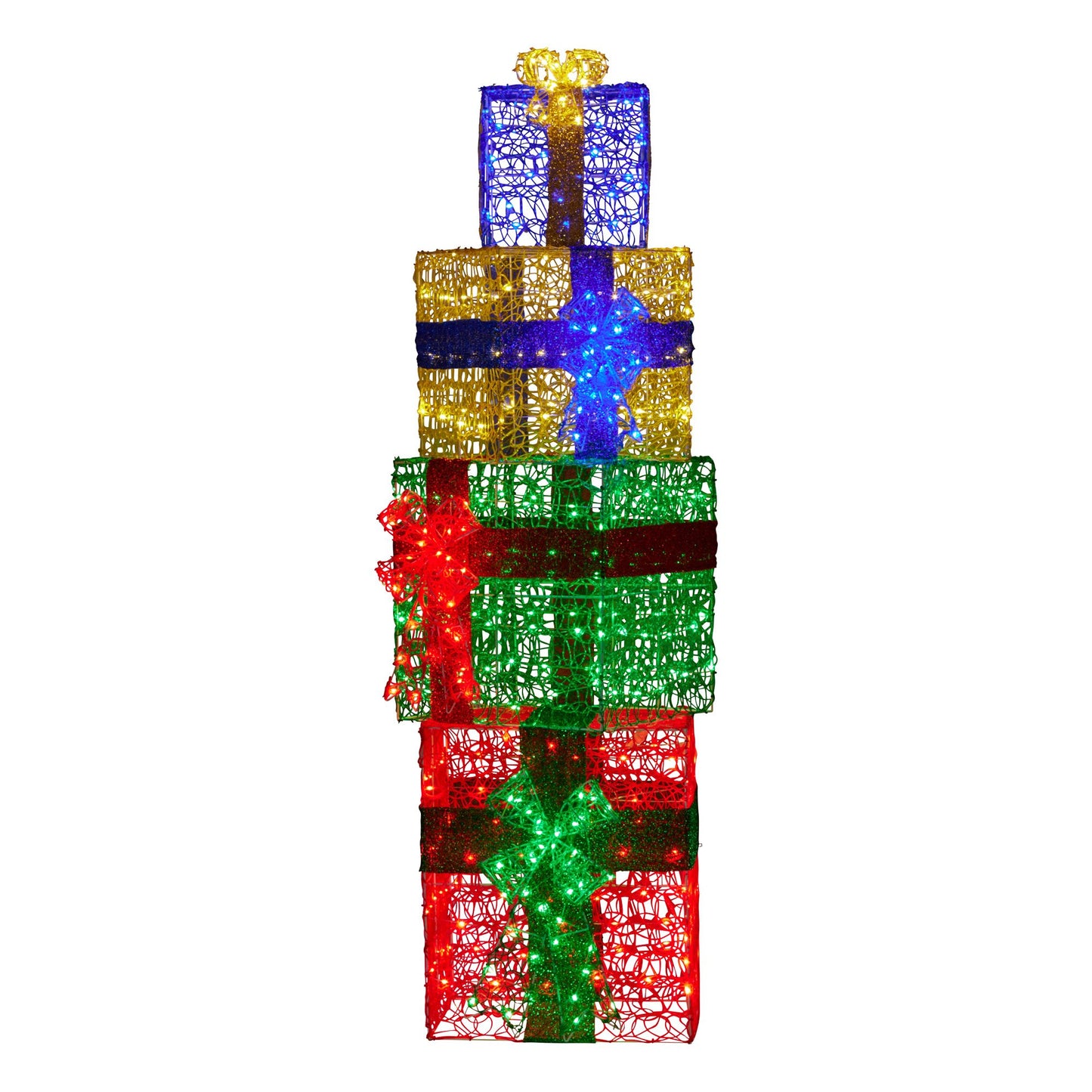 Christabelle 190cm 4-piece Gift Stack Box Christmas Decor Bows Led Lights Xmas