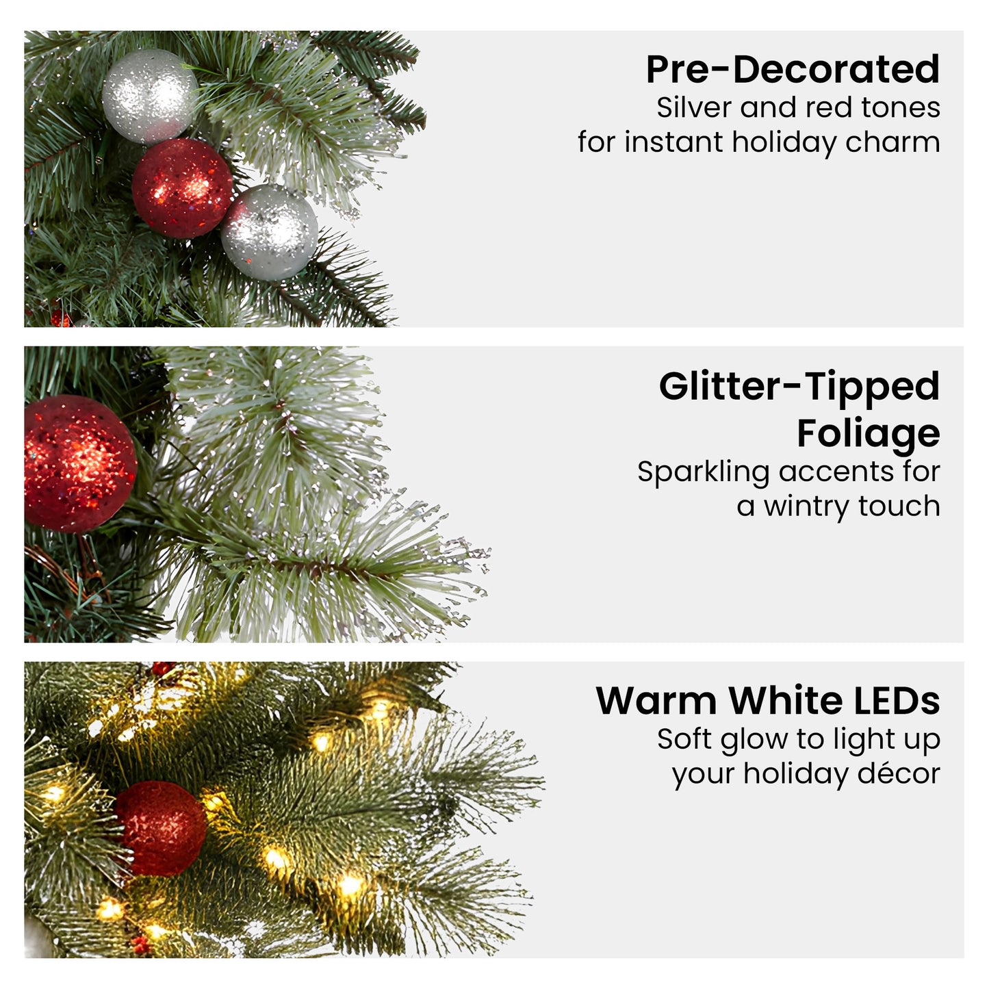 Christabelle 61cm Pre-lit Christmas Wreath Jingle Bells Battery-operated Baubles
