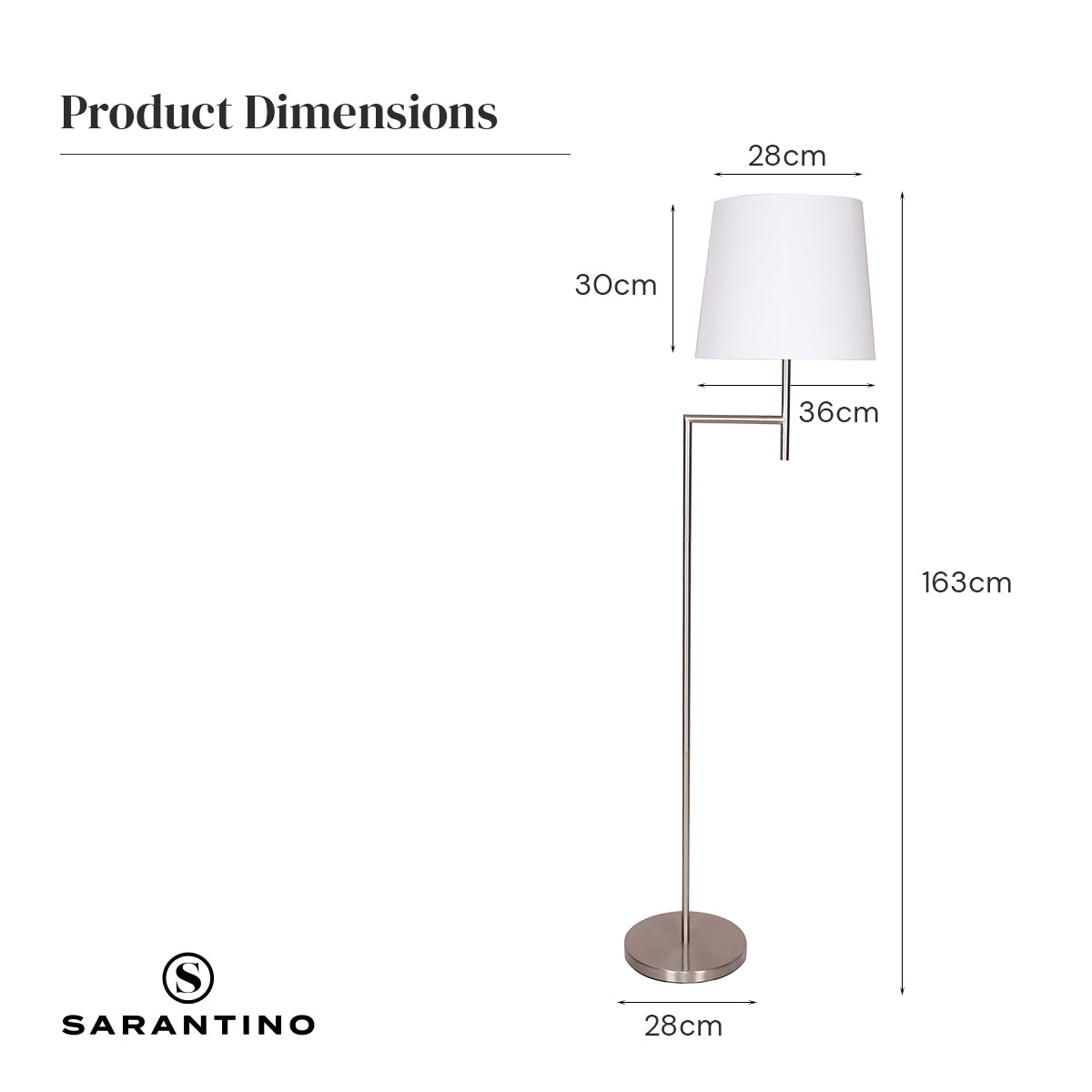 Sarantino Nickel Metal Arc Floor Lamp