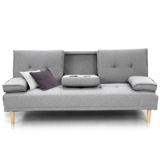 Sarantino Rochester Linen Fabric Sofa Bed Lounge Couch Futon Furniture Suite - Light Grey