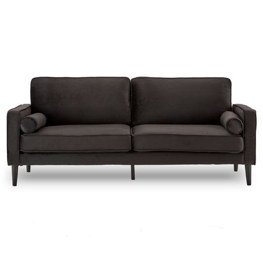 Sarantino Velvet style Sofa Bed Couch Furniture Lounge Suite - Black