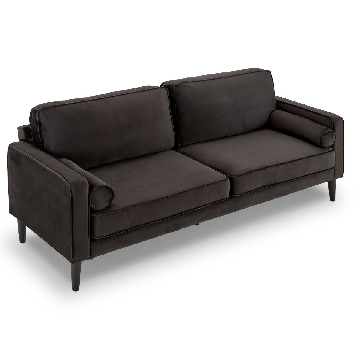 Sarantino Velvet style Sofa Bed Couch Furniture Lounge Suite - Black