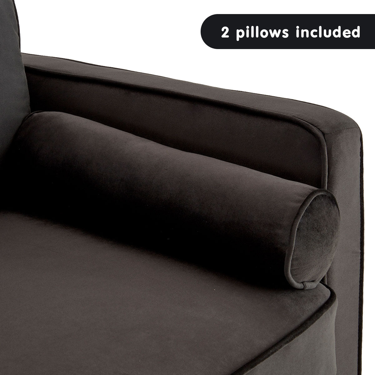 Sarantino Velvet style Sofa Bed Couch Furniture Lounge Suite - Black