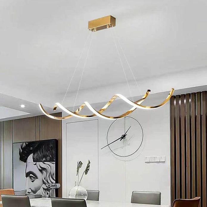 120cm Modern Minimalist Titanium Gold Pendant Light Adjustable LED Chandelier