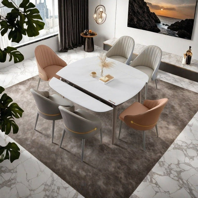 VELLUTO Dining Chairs Set Armchairs Mid Century Modern Kitchen Dining Room Chairs Faux Leather Accent Chairs Metal Vanity Lounge Chair with Back for Living Room Bedrooms  Set of 2