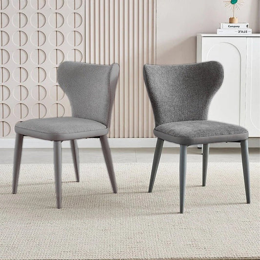 VELLUTO Modern Kitchen Dining Room Chairs Faux Leather Flannel Accent Chairs Metal Vanity Lounge Chair with Back for Living Room Set of 2
