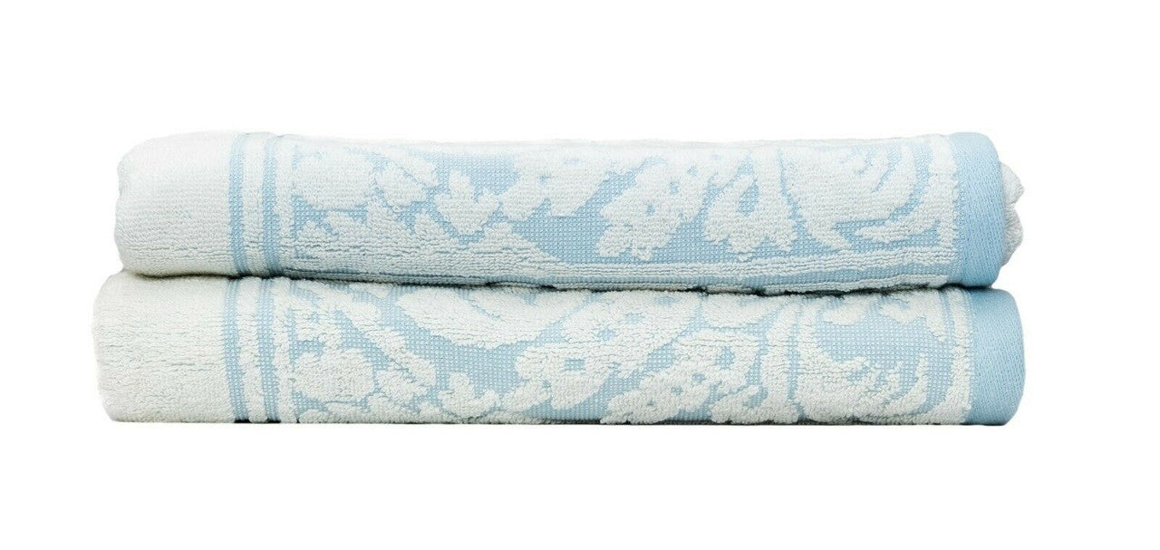 Premium Cotton Towel Jacquard White Blue Design